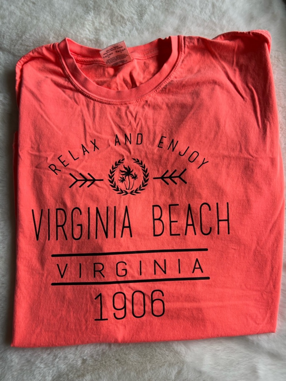 Coral Virginia Beach Graphic Tee XL | Relax & Enjoy Beach Shirt Summer